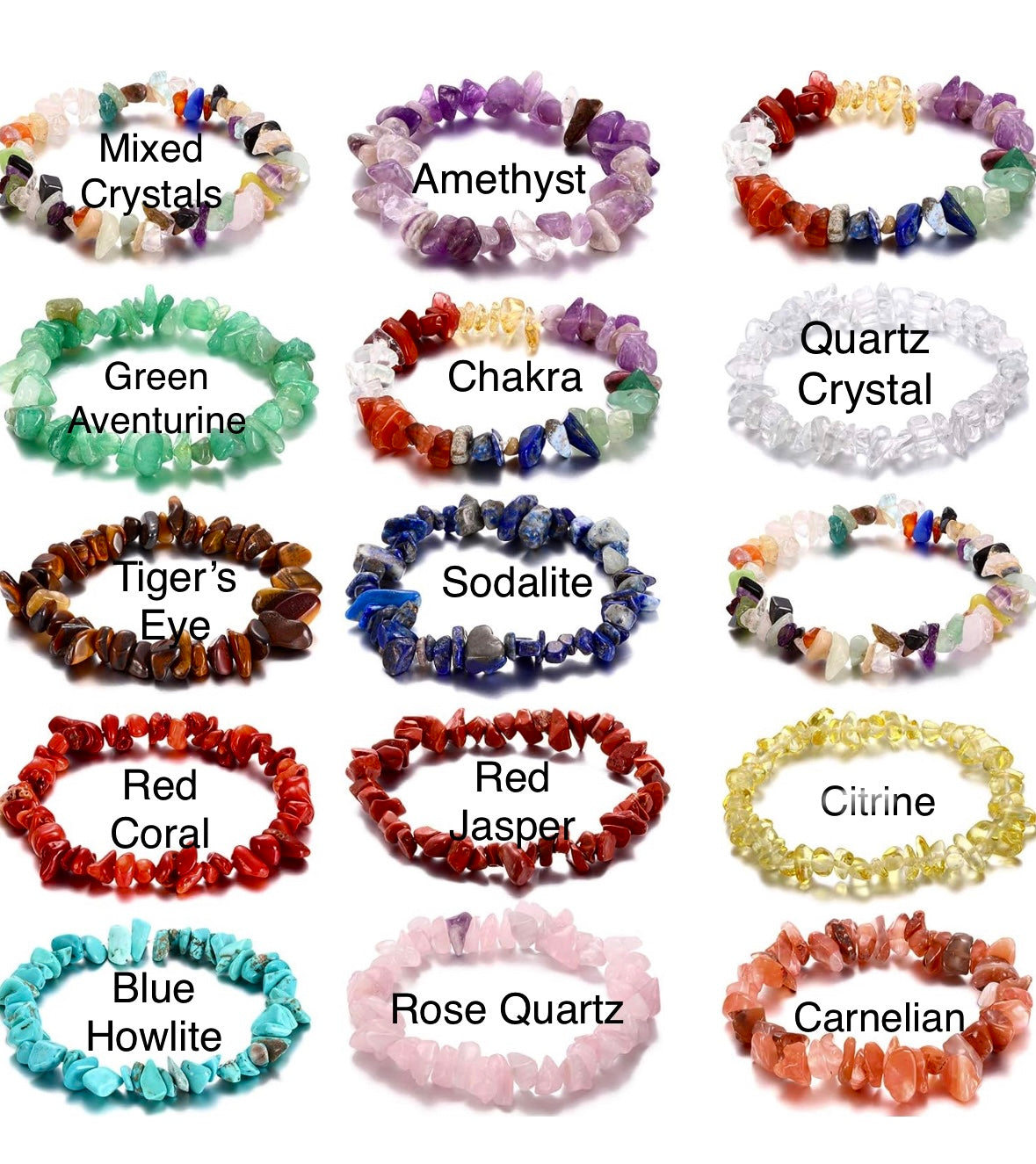 Chip Gemstone Bead Bracelets