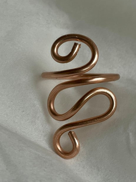 Handcrafted Adjustable Copper Wire Statement Ring